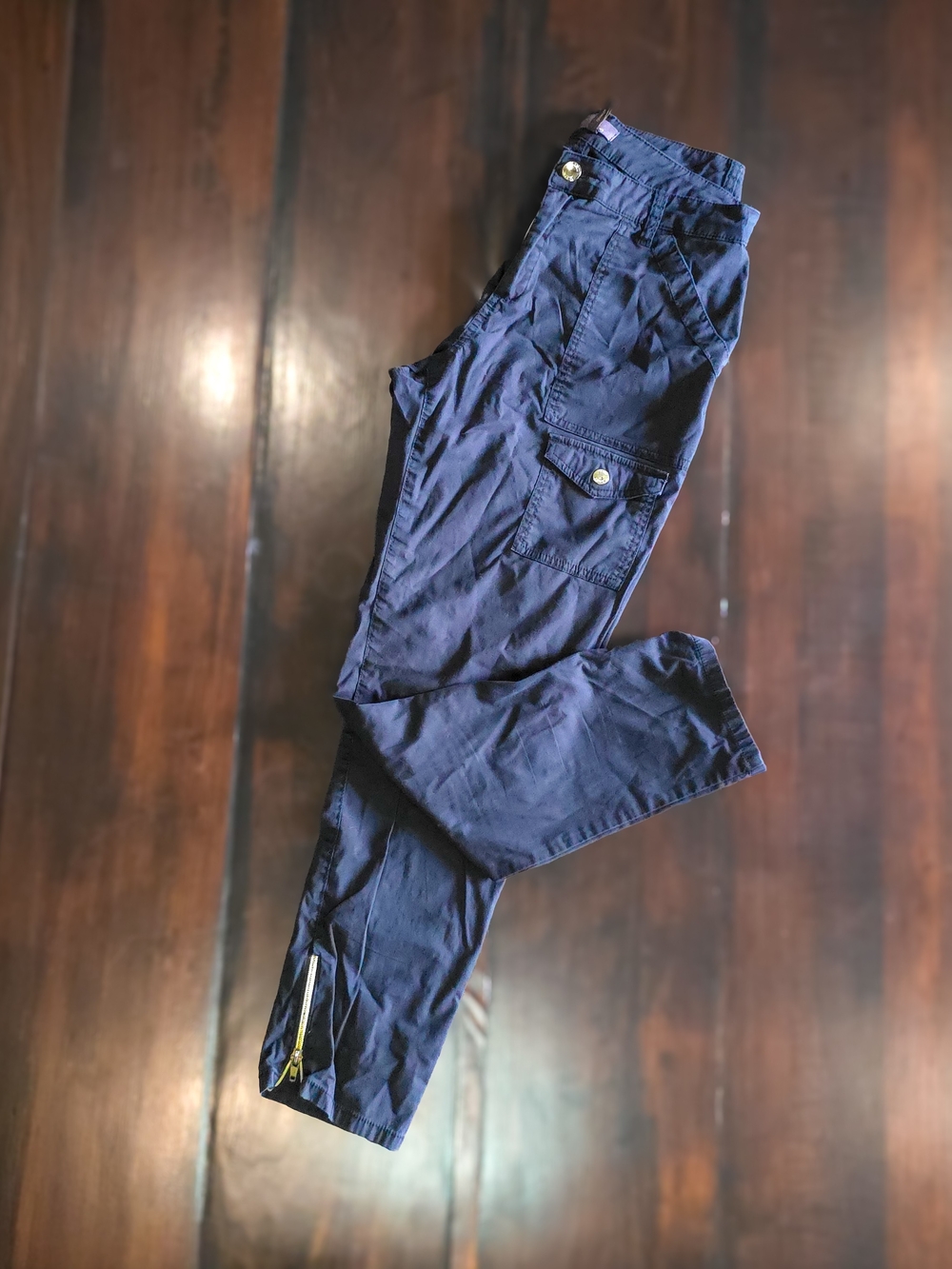Jaanuu Black Scrub Cargo Ankle pants with Zipper Detail